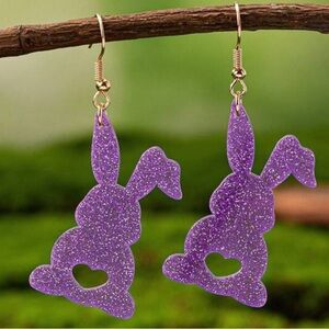 Acrylic Purple Bunny Earrings